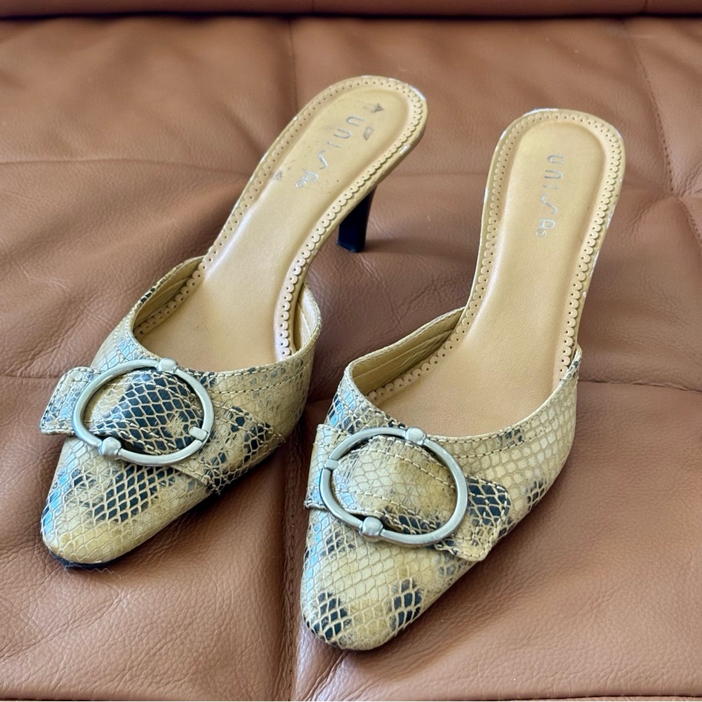 Unisa Women's Snakeskin Mules - Tan